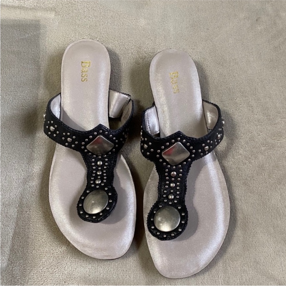 Bass Jolynn Black Embellished Leather‎ Sandals